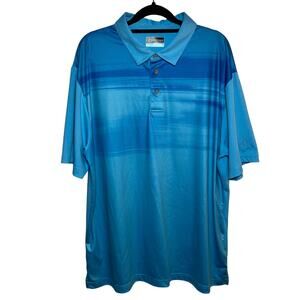 PGA Tour Mens Golf Polo Short Sleeve Shirt Blue Striped Size XL Embroidered Logo